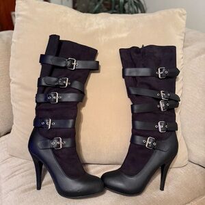 Black Buckle Strap Boot